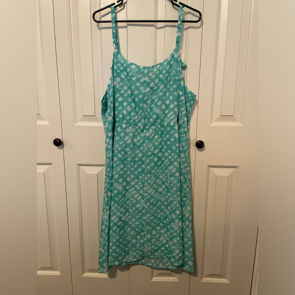 Lane Bryant Teal and White Ruffle Front Sundress - Picture 2 of 4